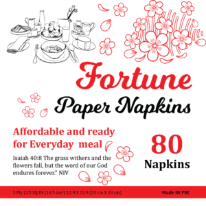 Fortune Paper Napkin Pack 3 Ply 80 Count